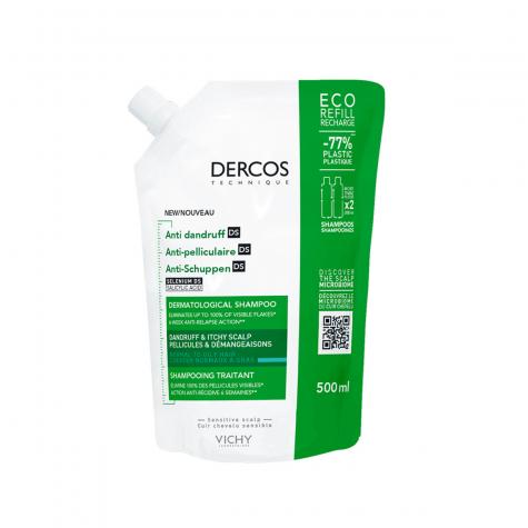 Vichy Dercos Anti-Roos Shampoo Normaal tot Vet Haar Navul (500ml) - Vichy - Huidproducten.nl