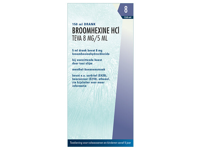 Broomhexine Hcl 8=5 Teva Drank 1,6mg/ml
