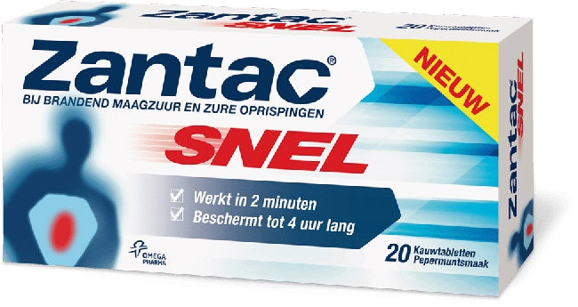 Zantac snel (20 tabletten)