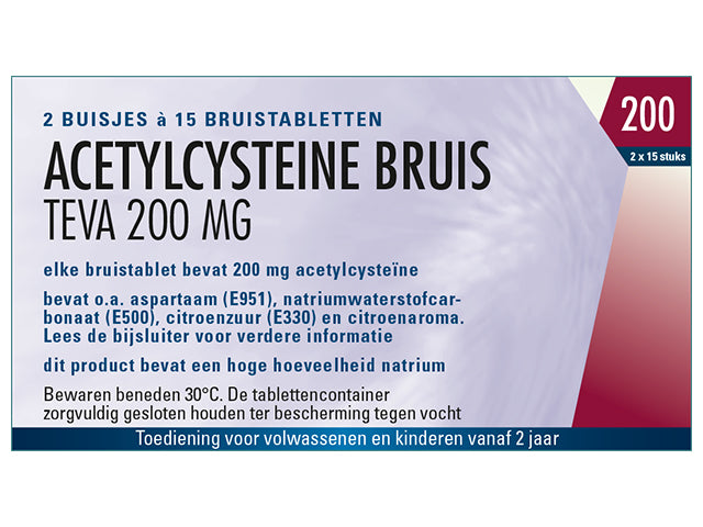 Acetylcysteine Teva Bruistablet 200mg 30 Stuks