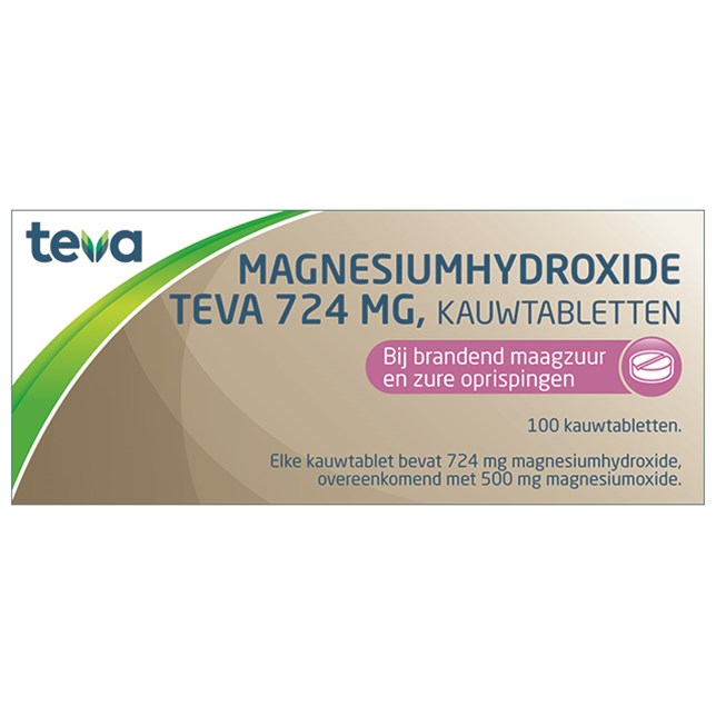 Magnesiumhydroxide Teva Kauwtablet 724mg 100stuks