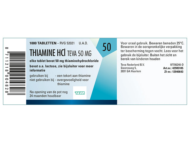 Thiamine Hcl Teva Tablet  50Mg