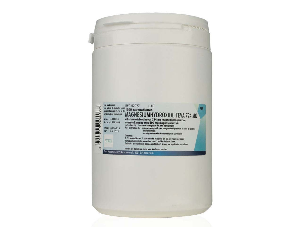 Magnesiumhydroxyde kauwtablet 724mg pot 1000stuks
